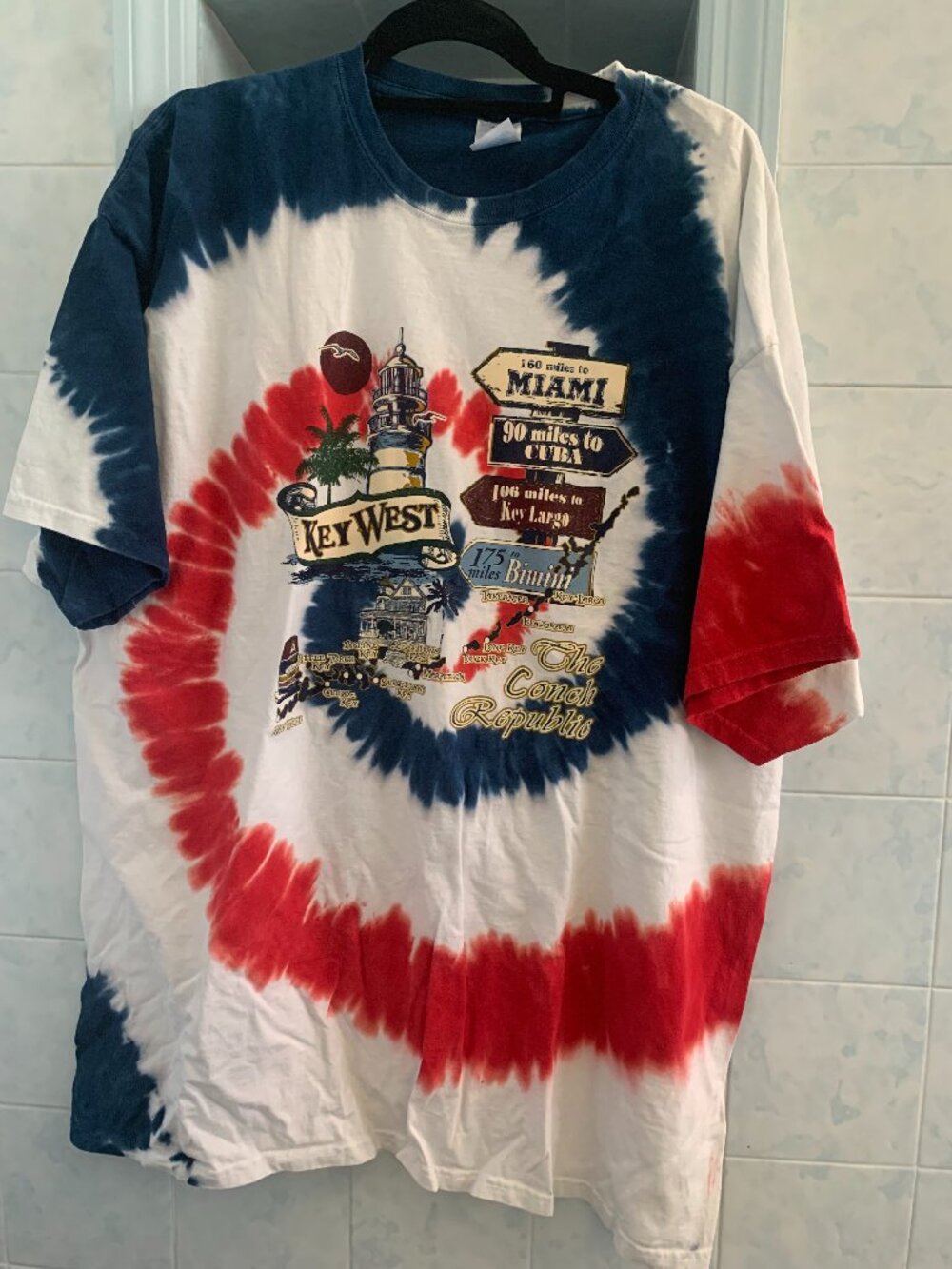 NWOT KEY WEST~250th USA ANNIVERSARY ~ Red, White + Blue Men's XL Cotton T-Shirt